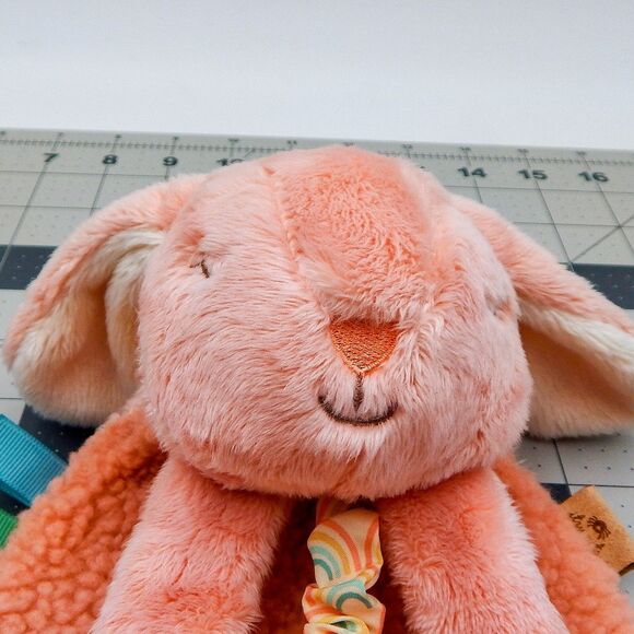 Itzy Ritzy Pink Bunny Lovey Soft Plush w/Silicone Heart Teether Crinkles - Picture 5 of 6